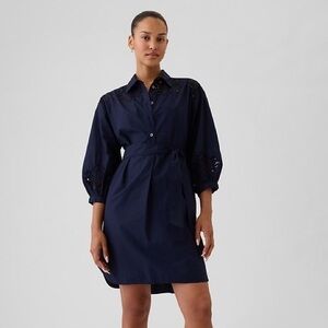 Gap Eyelet Mini Shirtdress - Navy